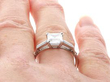 Antique Square Cut Diamond Engagement Ring on finger