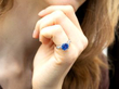 Vintage Round Sapphire Ring with Diamonds wearing