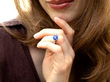 Vintage Round Sapphire Ring with Diamonds on hand