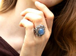 Platinum Star Sapphire Ring wearing