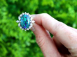 Vintage Black Opal and Diamond Ring in Platinum outside