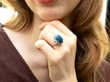 Vintage Black Opal and Diamond Ring in Platinum wearing