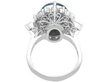 Vintage Black Opal and Diamond Ring in Platinum back