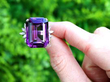 Emerald Cut Amethyst Ring with Diamonds Outside