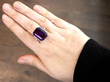 Wearing Emerald Cut Amethyst Ring with Diamonds