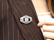 Art Deco 5.03 Carat Diamond Brooch in Platinum wearing