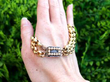 2 Strand Gold Necklace with Pearl Mourning Clasp outside