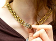 wearing 2 Strand Gold Necklace with Pearl Mourning Clasp