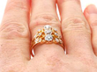 Victorian Multi Stranded Diamond Ring in Yellow Gold on finger