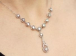 1920s Diamond Drop Pendant Necklace being worn