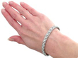 wearing Antique Round Cut Diamond Bracelet in White Gold