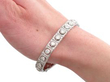 Antique Round Cut Diamond Bracelet in White Gold being worn