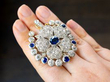 antique Late 19th Century Sapphire and Diamond Floral Brooch