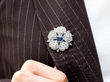 Late 19th Century Sapphire and Diamond Floral Brooch wearing