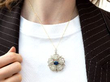 Late 19th Century Sapphire and Diamond Floral pendant wearing