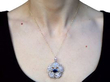 Sapphire and Diamond Floral pendant wearing