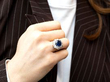Sapphire and Diamond Cluster Ring in Yellow Gold wearing
