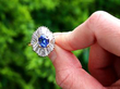 Vintage Sapphire and Diamond Ballerina Ring outside