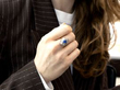 Vintage Sapphire and Diamond Ballerina Ring being worn