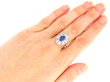 yellow gold Vintage Sapphire and Diamond Ballerina Ring wearing