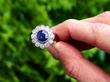 Bezel Set Sapphire Cluster Ring in White Gold outside