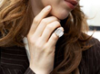 Platinum Moonstone and Baguette Diamond Ring wearing