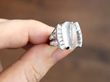 1930s Platinum Moonstone and Baguette Diamond Ring
