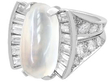 Platinum Moonstone and Diamond Ring