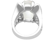 setting of Platinum Moonstone and Baguette Diamond Ring