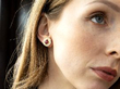 18ct Gold Ruby and Diamond Earring in ear