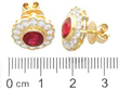 18ct Gold Ruby and Diamond Earrings size