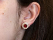 18ct Gold Ruby and Diamond Earring wearing