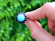 Vintage Turquoise and Sapphire Cluster Ring outside