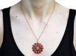 Peridot and Pearl Plique a Jour Pendant wearing
