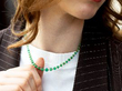 Emerald and Pearl Single Strand Bead Necklacebeing worn