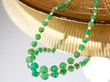antique Emerald and Pearl Single Strand Bead Necklace with diamond clasp