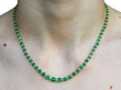 antique Emerald and Pearl Single Strand Bead Necklace wearing