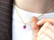 Cushion Cut Pink Sapphire Pendant wearing