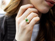 Antique Demantoid Garnet Ring in Yellow Gold wearing