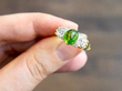 Antique Demantoid Garnet Ring in Yellow Gold with diamonds