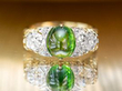 diamond and Demantoid Garnet Ring in Yellow Gold