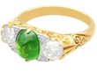 Antique Demantoid Garnet and diamond Ring in Yellow Gold
