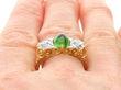 Antique Demantoid Garnet Ring in Yellow Gold on finger