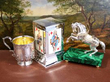 silver mug box and horse ornament