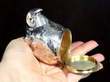 Parrots Head Silver Snuff Box open