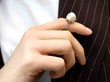 Antique Blister Pearl Ring in Platinum on hand