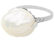 Antique Blister Pearl Ring in Platinum with diamonds
