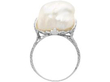 setting of Antique Blister Pearl Ring in Platinum
