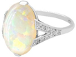 antique 1920s White Opal Ring with Diamonds in Platinum