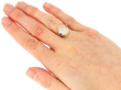 White Opal Ring with Diamonds in Platinum wearing